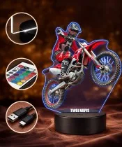 Lampka Nocna LED 3D Motocross Zawodnik