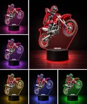 Lampka Nocna LED 3D Motocross Zawodnik