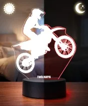 Motocross Silhouette 3D LED Night Light with Name