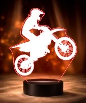 Motocross Silhouette 3D LED Nachtlicht mit Namen