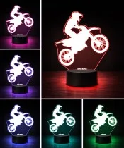 Motocross Silhouette 3D LED Nachtlicht mit Namen