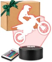 Motocross Silhouette 3D LED Night Light with Name