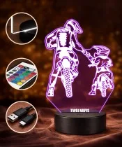 Lampka Nocna LED 3D Motocyklista z Dzieckiem na Crossie