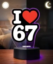 I Love 67 Motocross 3D LED Night Light with Name
