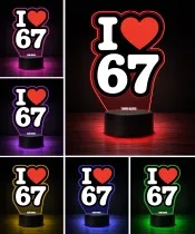 I Love 67 Motocross 3D LED Night Light with Name