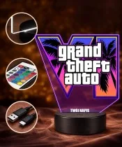 GTA 6 Logo 3D LED Night Light with Name