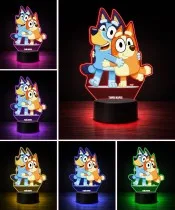 Lampka Nocna LED 3D Bluey i Bingo