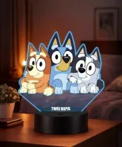 Bluey Bingo und Muffin 3D LED Nachtlicht mit Namen