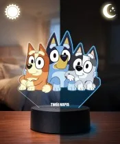 Bluey Bingo and Muffin 3D LED Night Light with Name