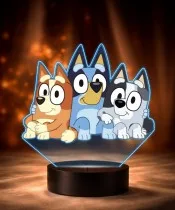 Bluey Bingo und Muffin 3D LED Nachtlicht mit Namen