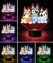 Bluey Bingo und Muffin 3D LED Nachtlicht mit Namen