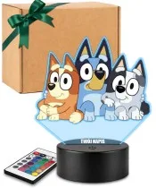 Bluey Bingo und Muffin 3D LED Nachtlicht mit Namen