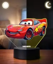 Cars Lightning McQueen 3D LED Nachtlicht mit Namen