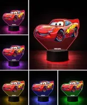 Lampka Nocna LED 3D Zygzak McQueen Auta z Imieniem