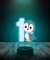 blauem Pinguin für ein Einjähriges 3D-LED-Lampe | Plexido