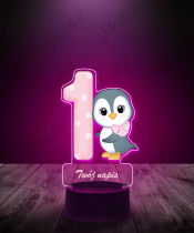 lampka_led_3d_plexido_z_nadrukiem_pingwin_różowy